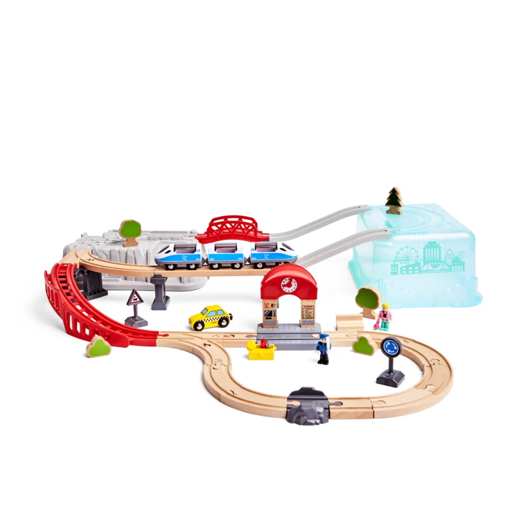 Juego de bloques de construcción tren de ciudad