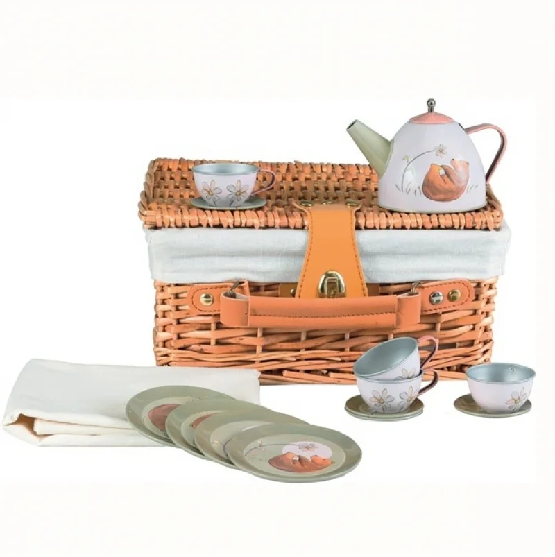 Cesta de mimbre con set de te bosque