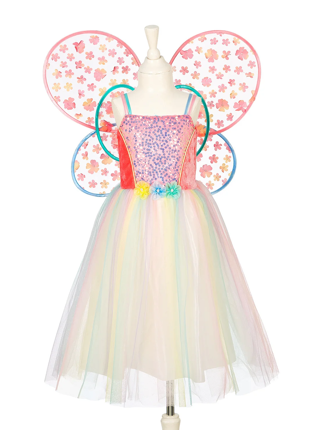 Vestido Flora + alas, 5-7 años, 110-122 cm (1 conjunto)