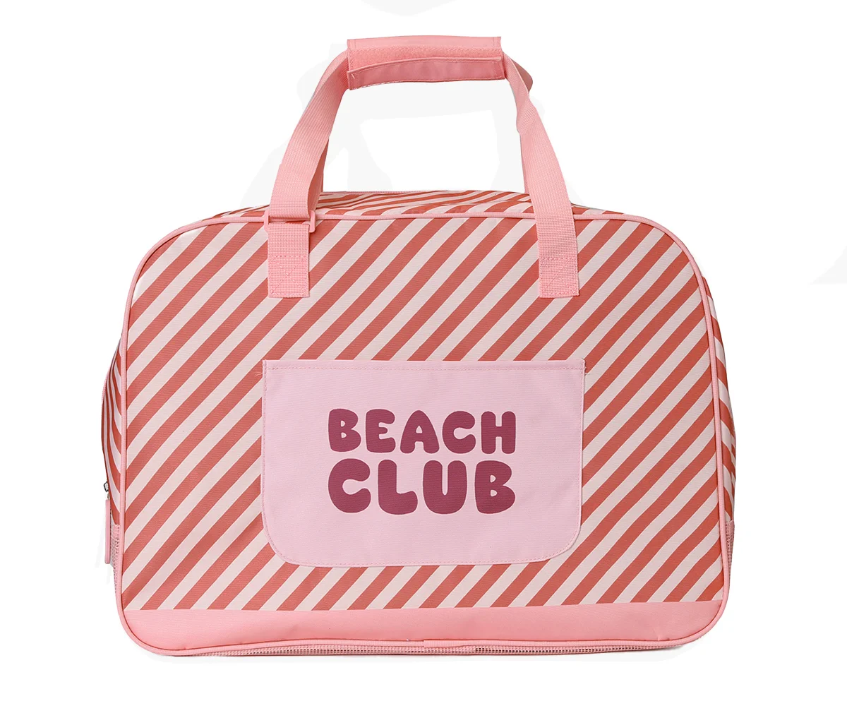 Bolso de playa con rejilla stripes bloom & blush personalizable